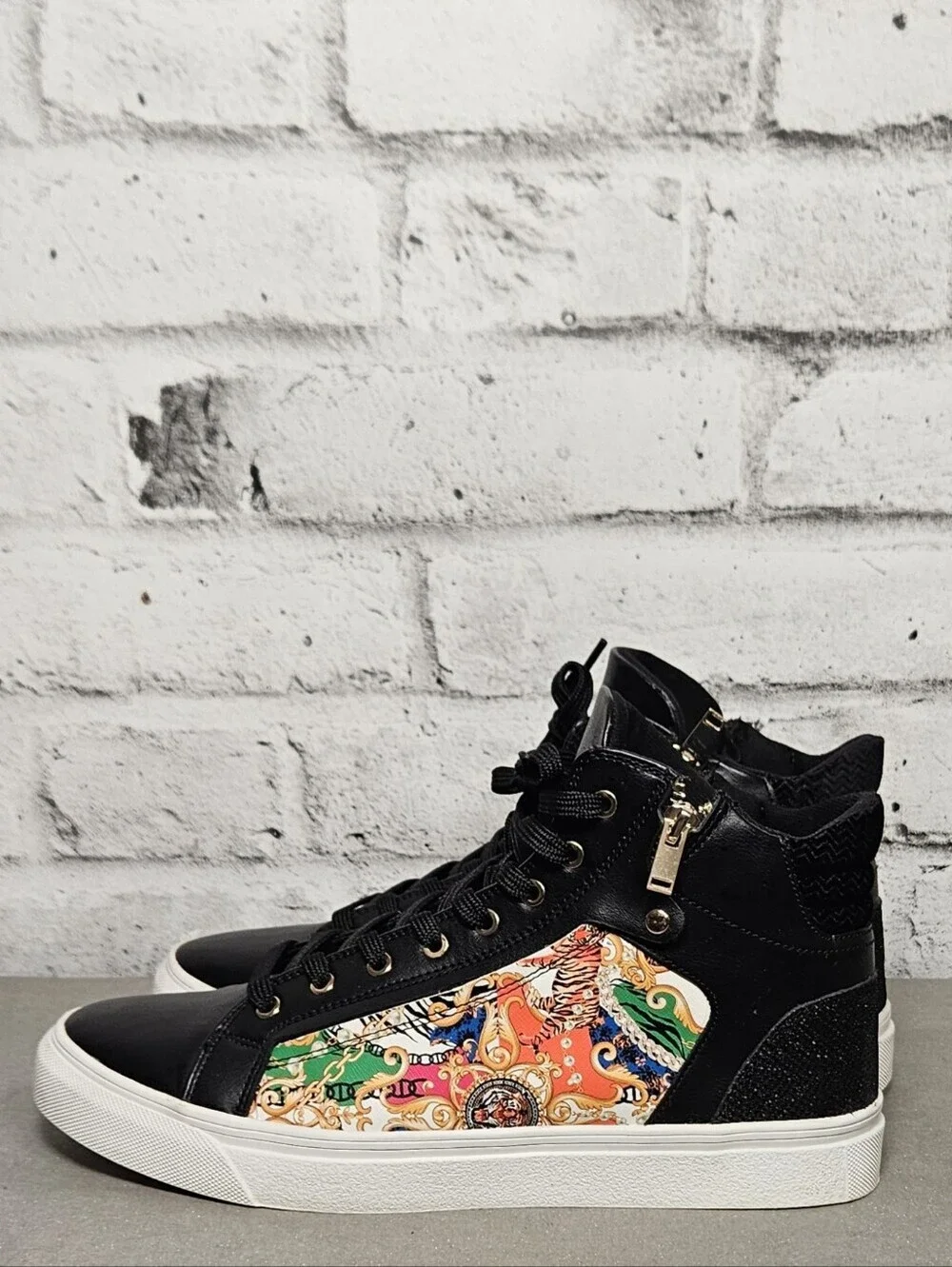 Aldo Destry High Top Sneakers Baroque Print Zip Shoes Men’s 10